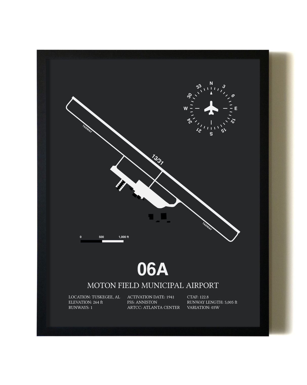 Unframed Moton Field Municipal Airport map print poster