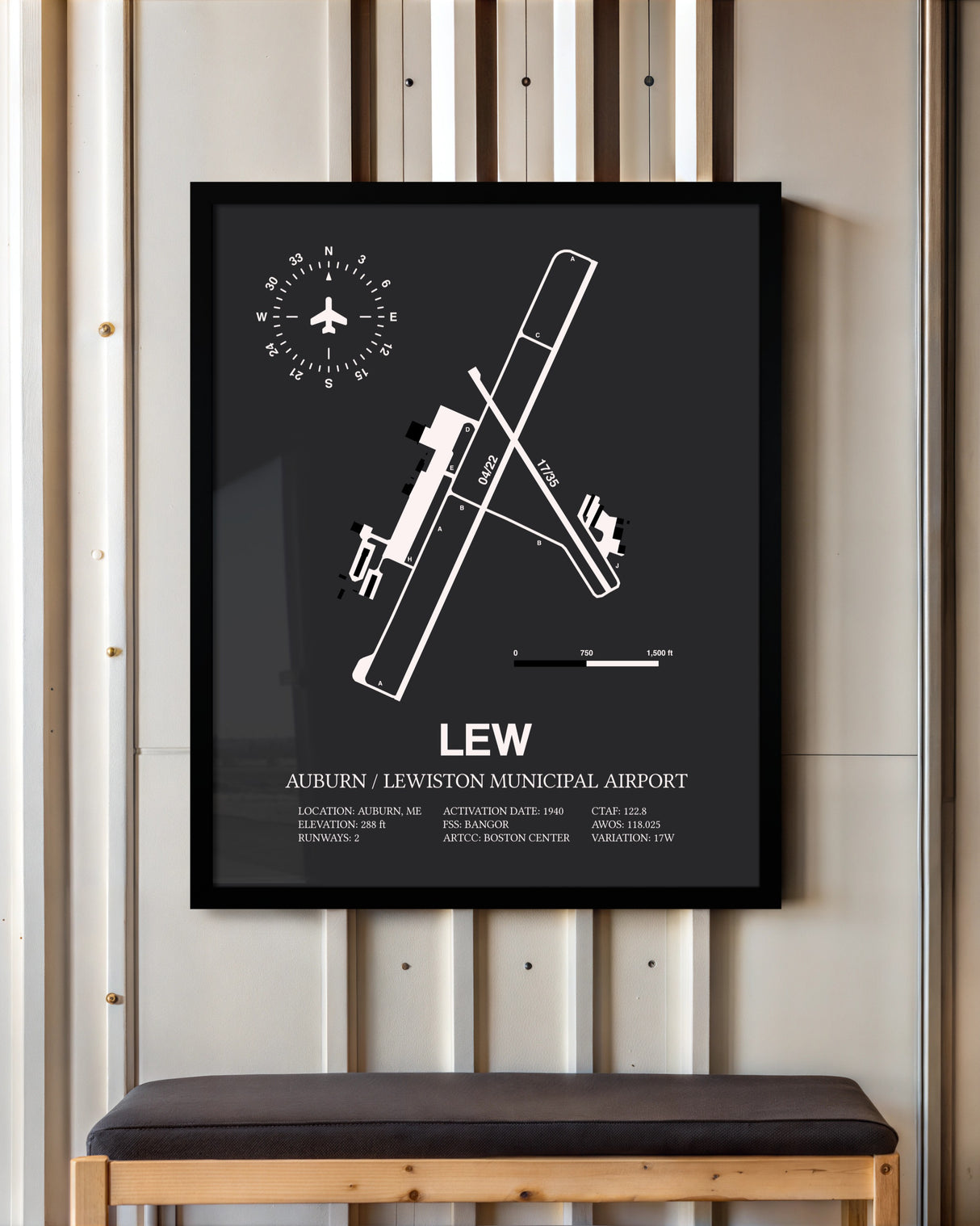 Frame color options for Auburn / Lewiston Municipal Airport Wall Art