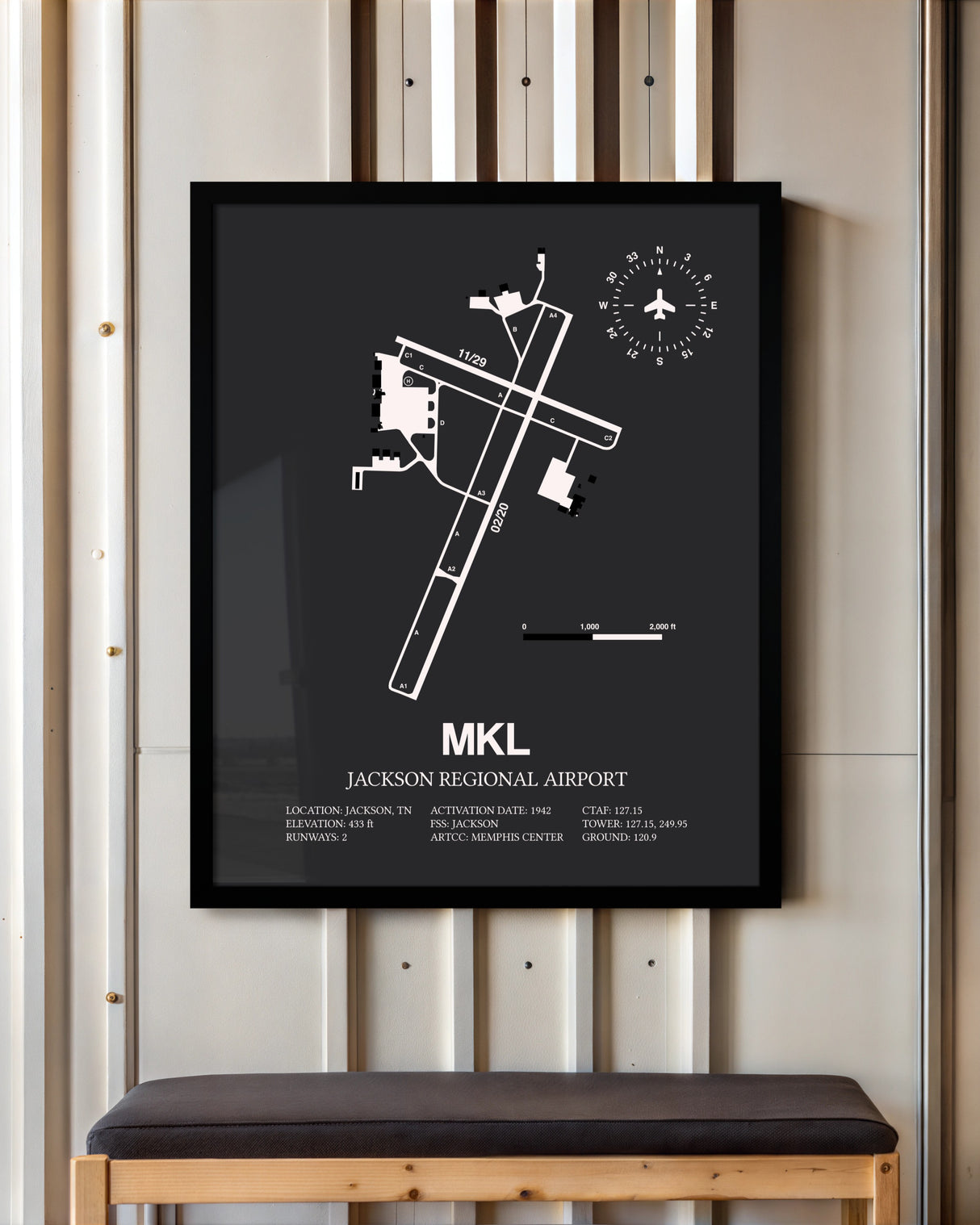 Frame color options for Jackson Regional Airport Wall Art