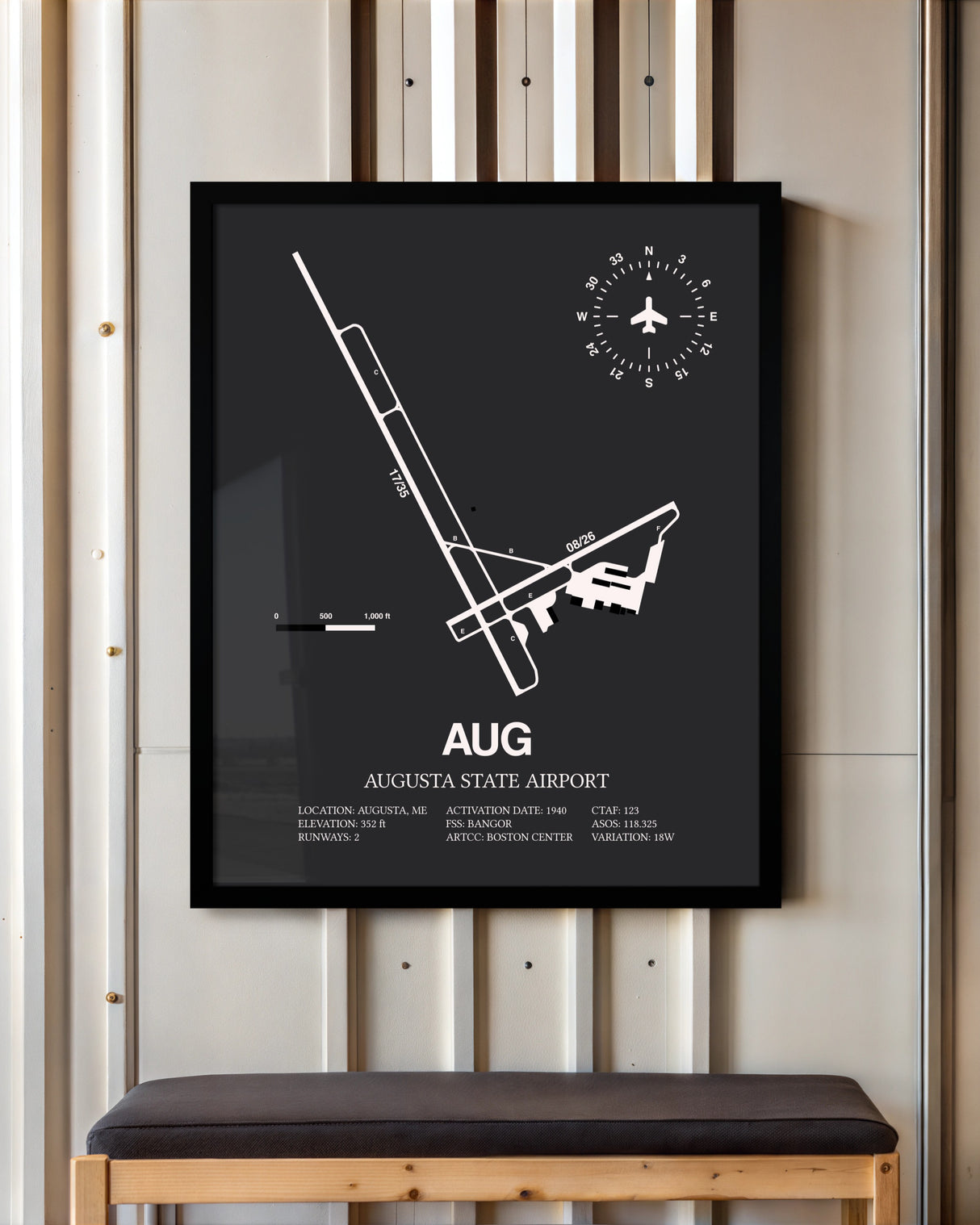 Frame color options for Augusta State Airport Wall Art