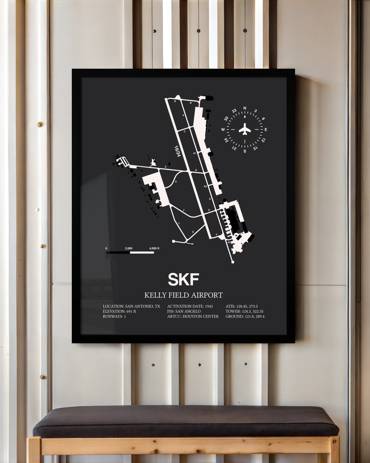 Frame color options for Kelly Field Airport Wall Art