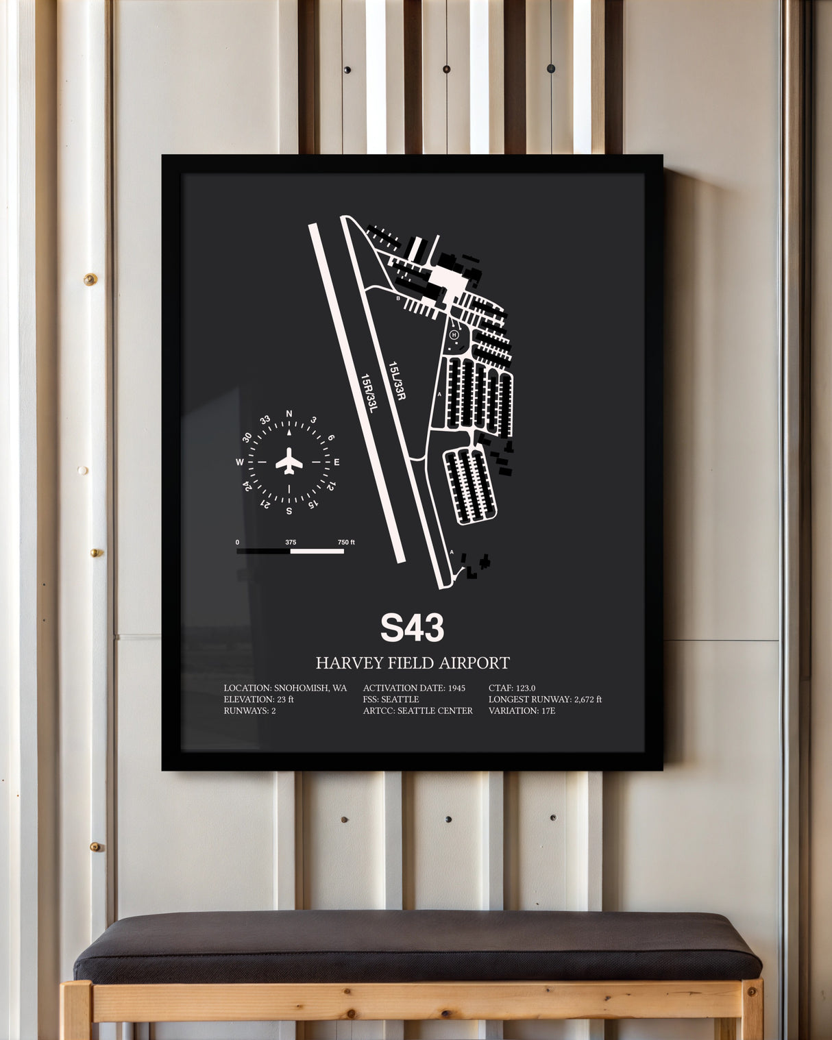 Frame color options for Harvey Field Airport Wall Art