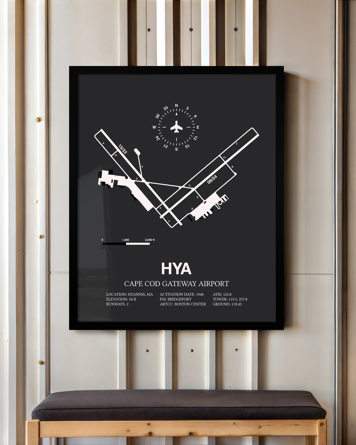 Frame color options for Cape Cod Gateway Airport Wall Art