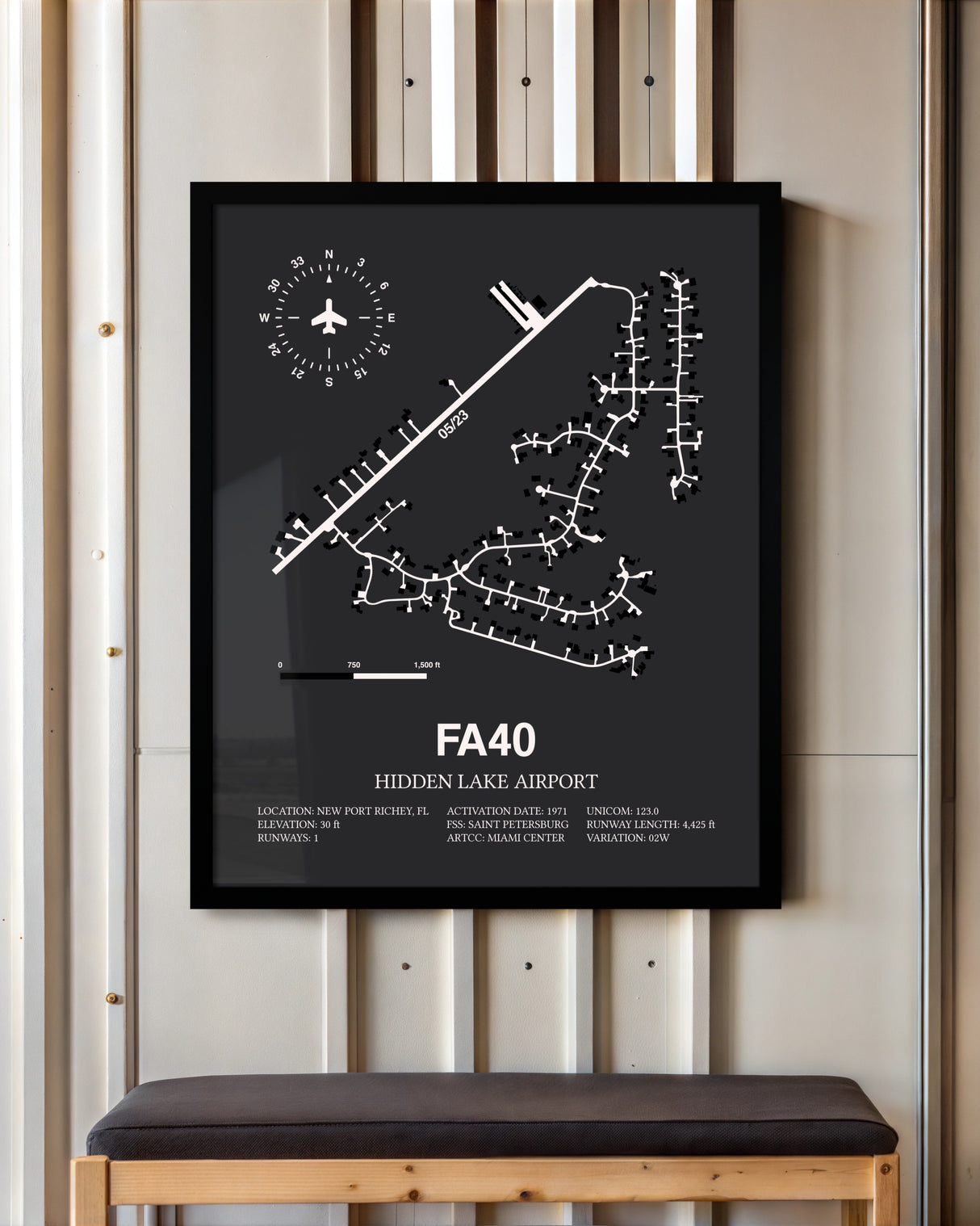 Frame color options for Hidden Lake Airport Wall Art