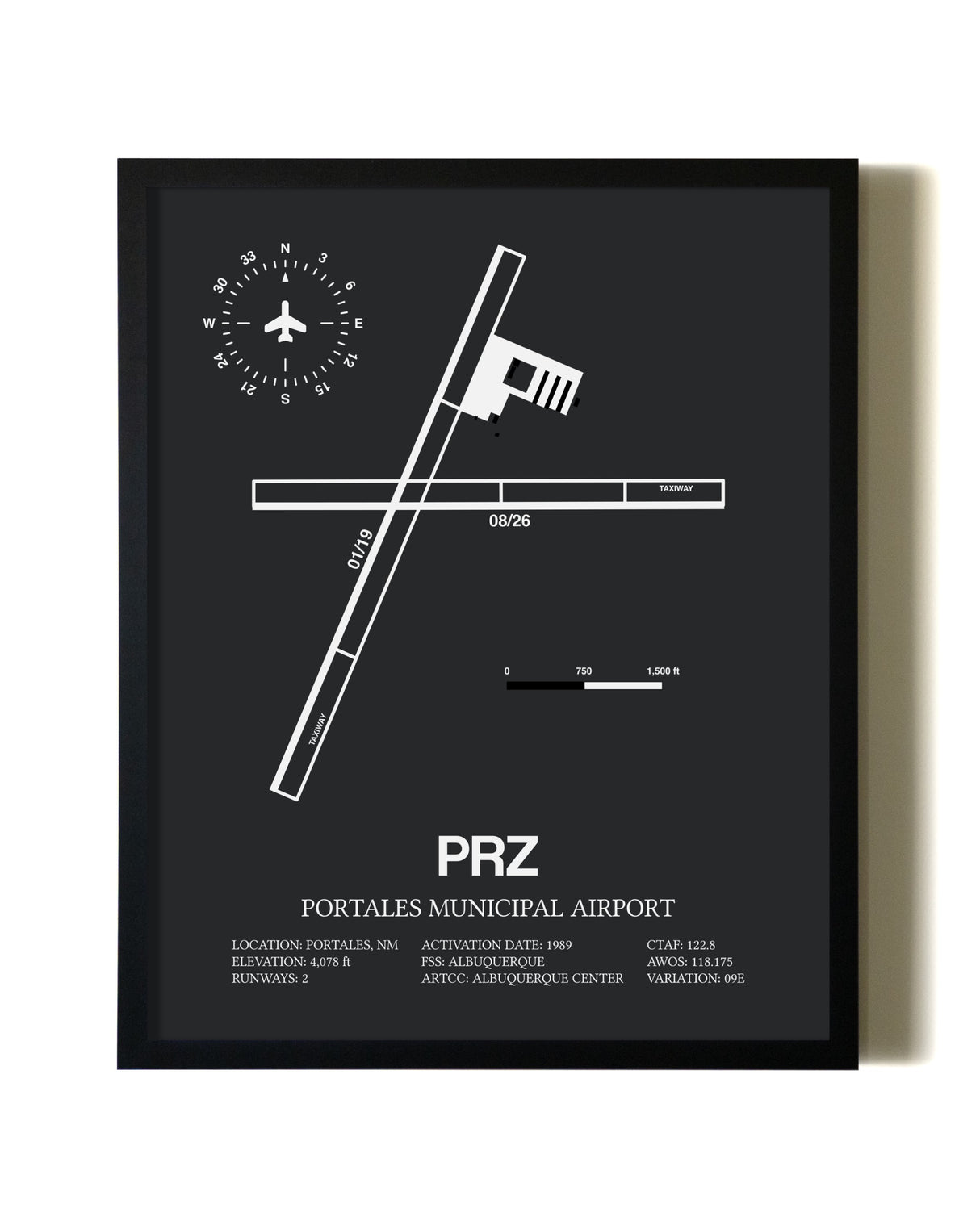 Unframed Portales Municipal Airport map print poster