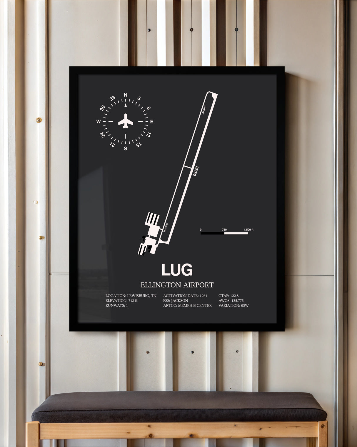 Frame color options for Ellington Airport Wall Art