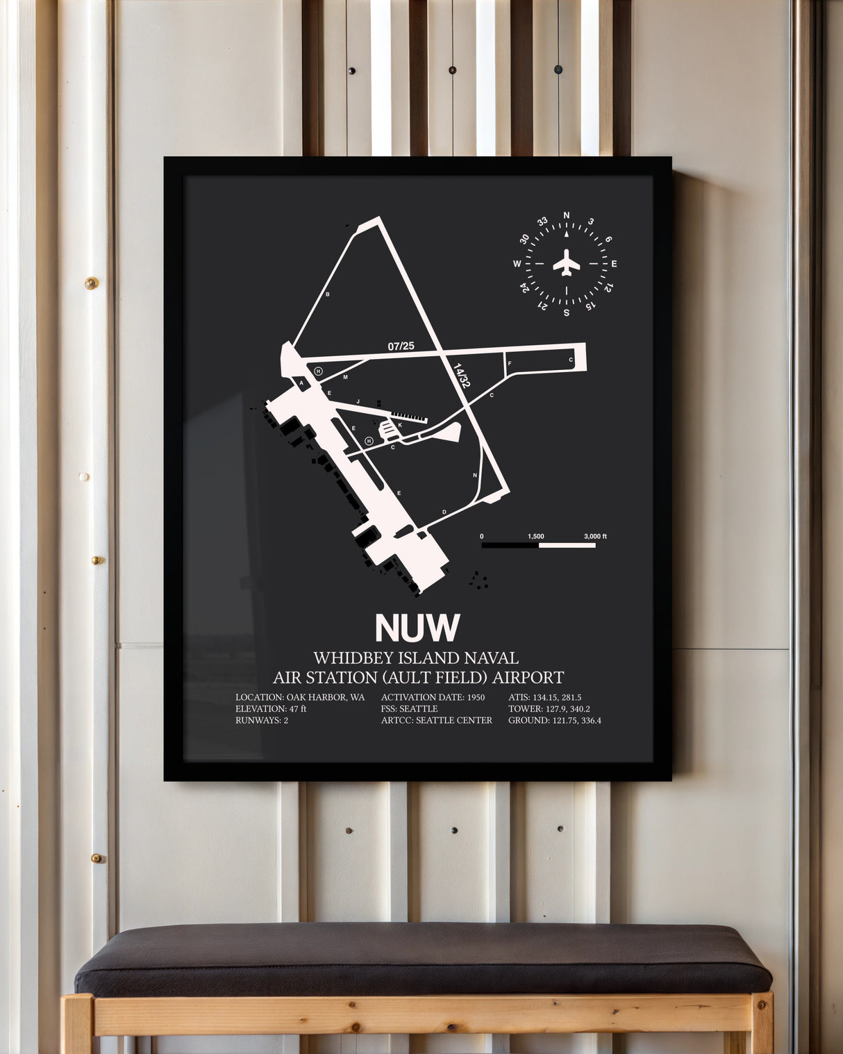 Frame color options for Whidbey Island Naval Air Station (Ault Field) Airport Wall Art