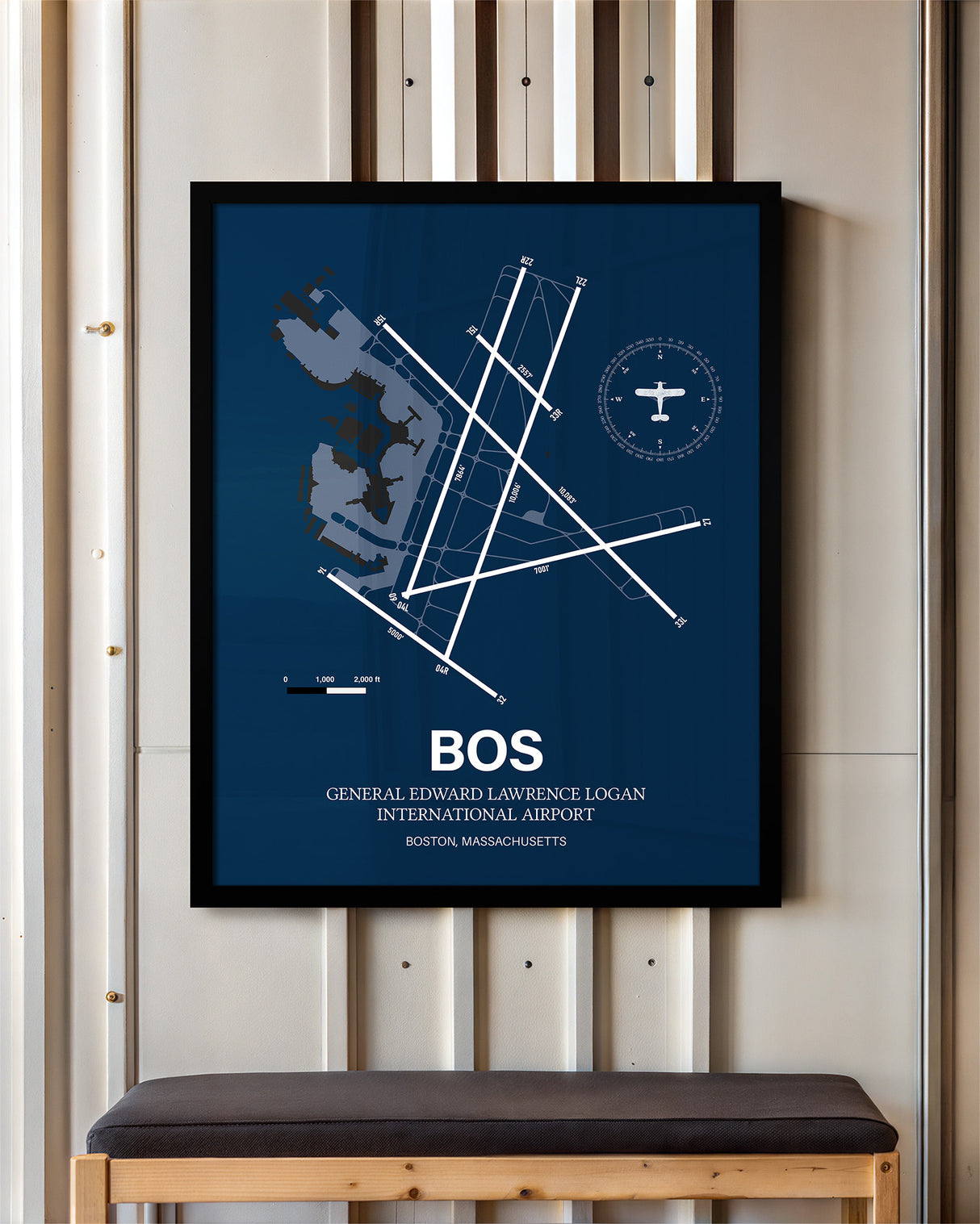 LAS Airport Map, Harry Reid International Airport, Color Print