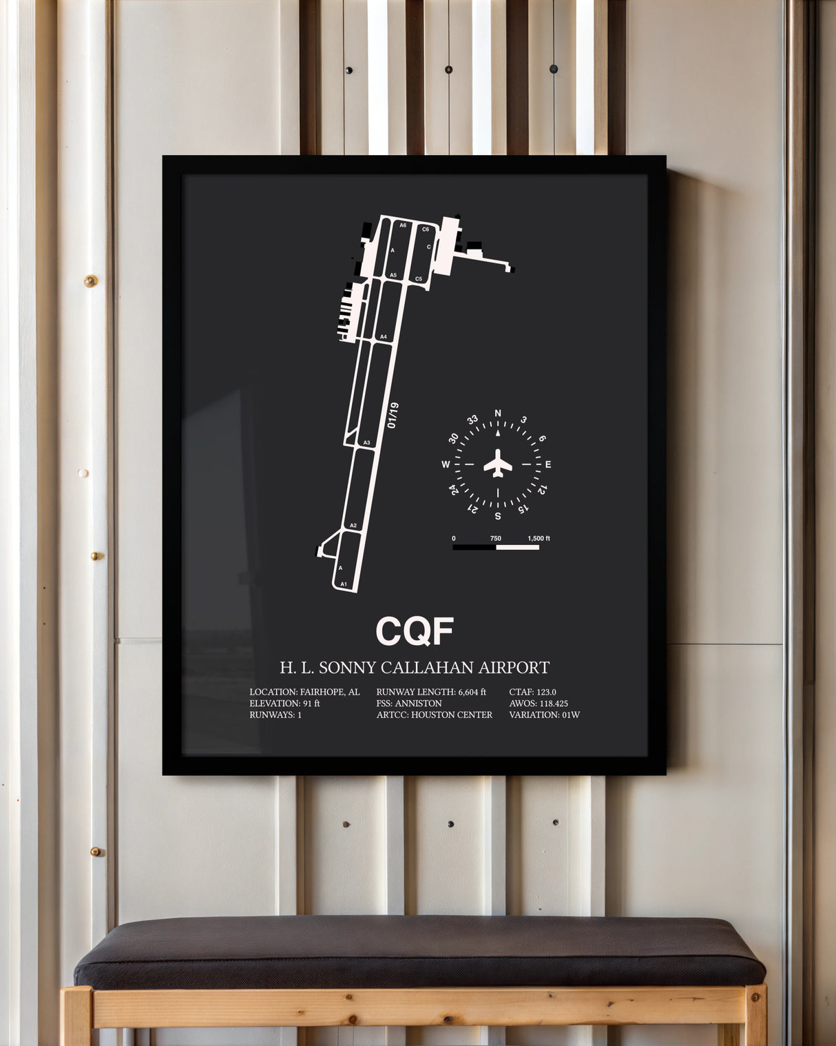 Frame color options for H. L. Sonny Callahan Airport Wall Art
