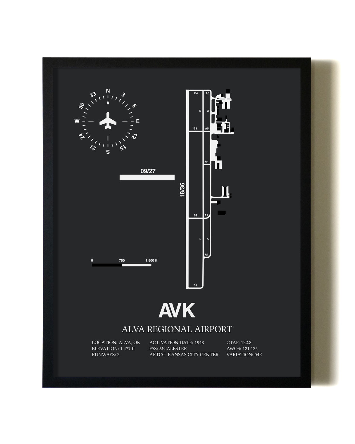 Unframed Alva Regional Airport map print poster