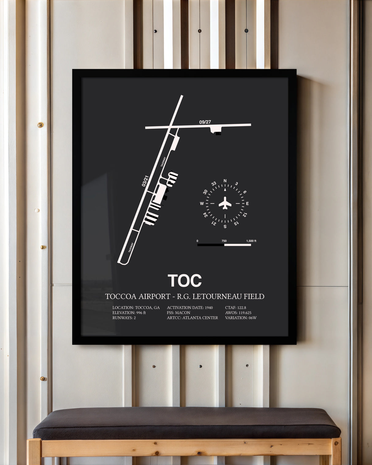 Frame color options for Toccoa Airport - R.G. Letourneau Field Wall Art