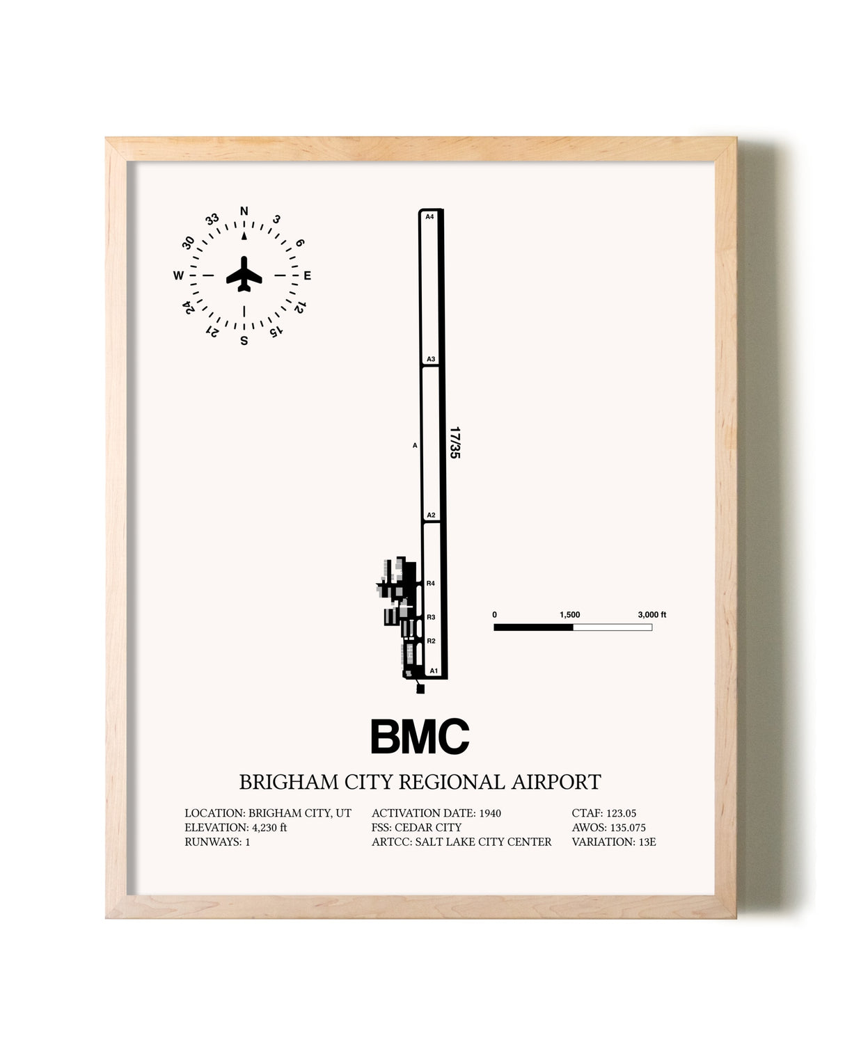 Brigham City Regional Airport framed wall art in white frame