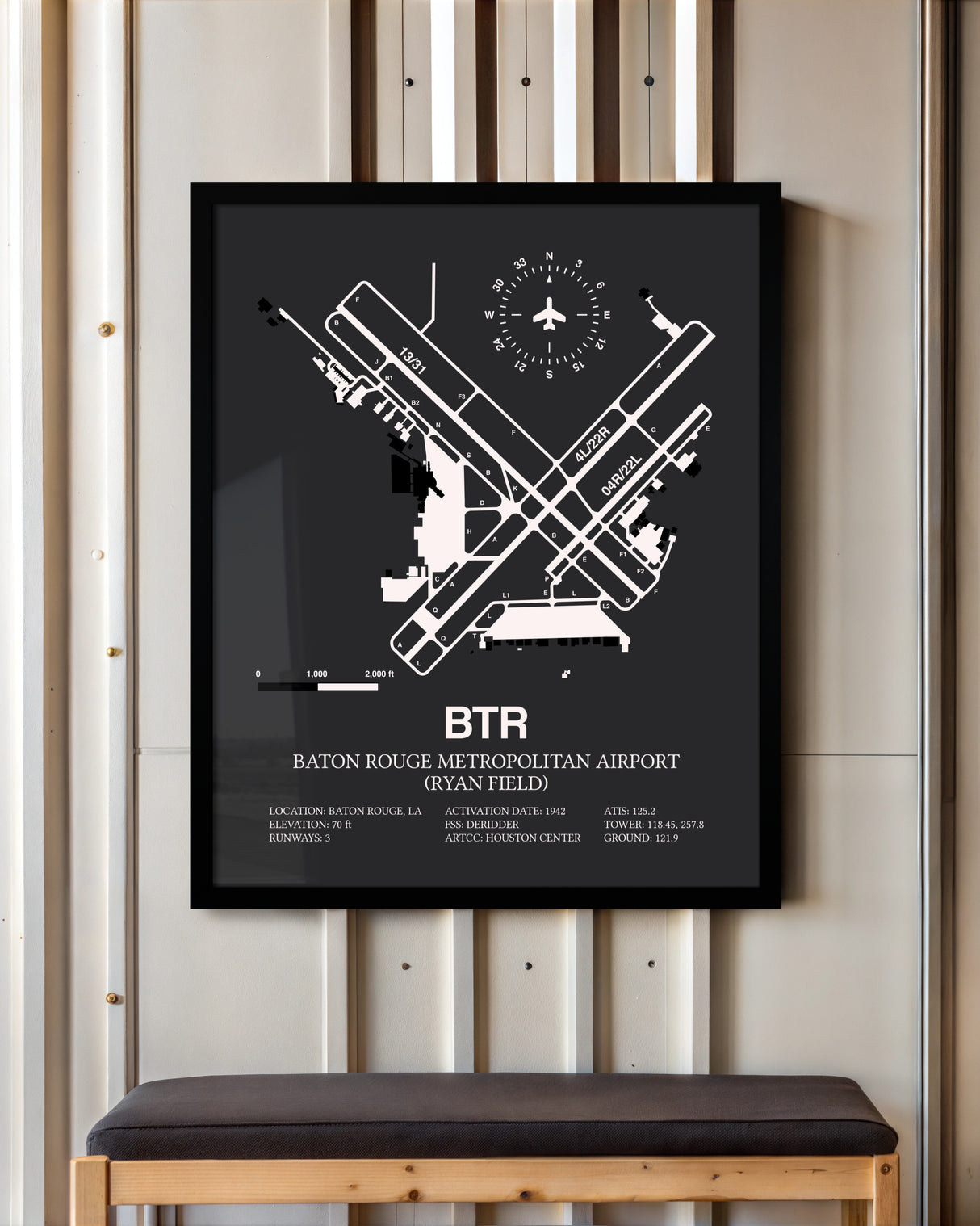 Frame color options for Baton Rouge Metropolitan Airport (Ryan Field) Wall Art