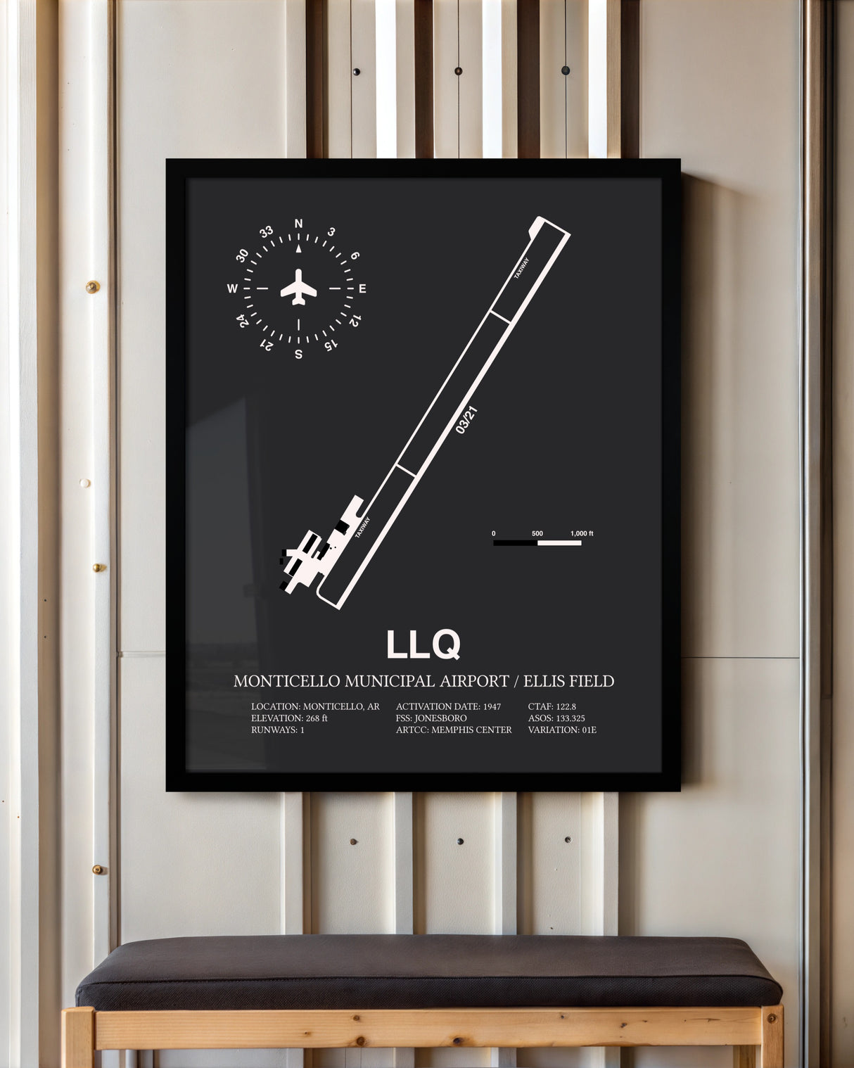 Frame color options for Monticello Municipal Airport / Ellis Field Wall Art