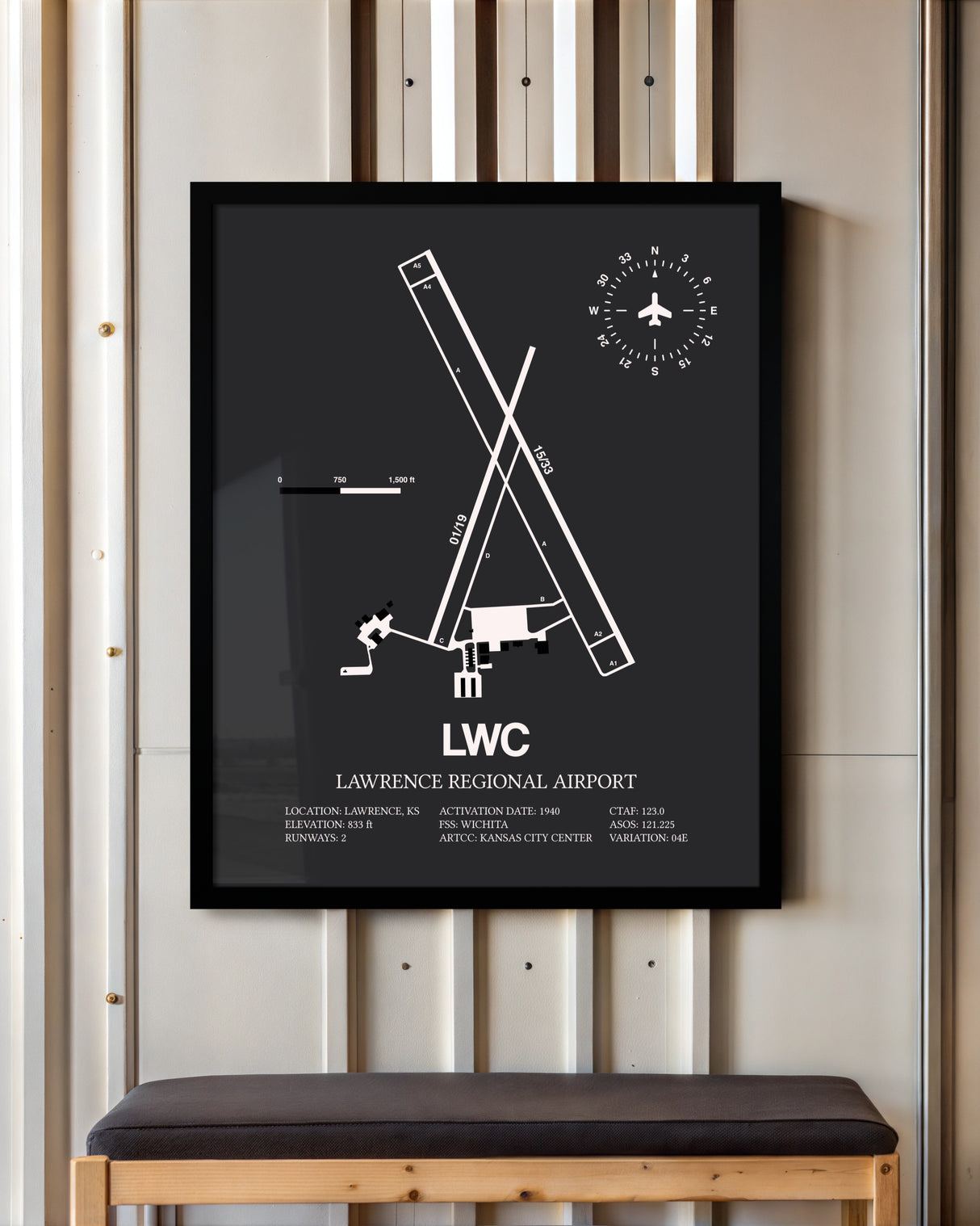 Frame color options for Lawrence Regional Airport Wall Art