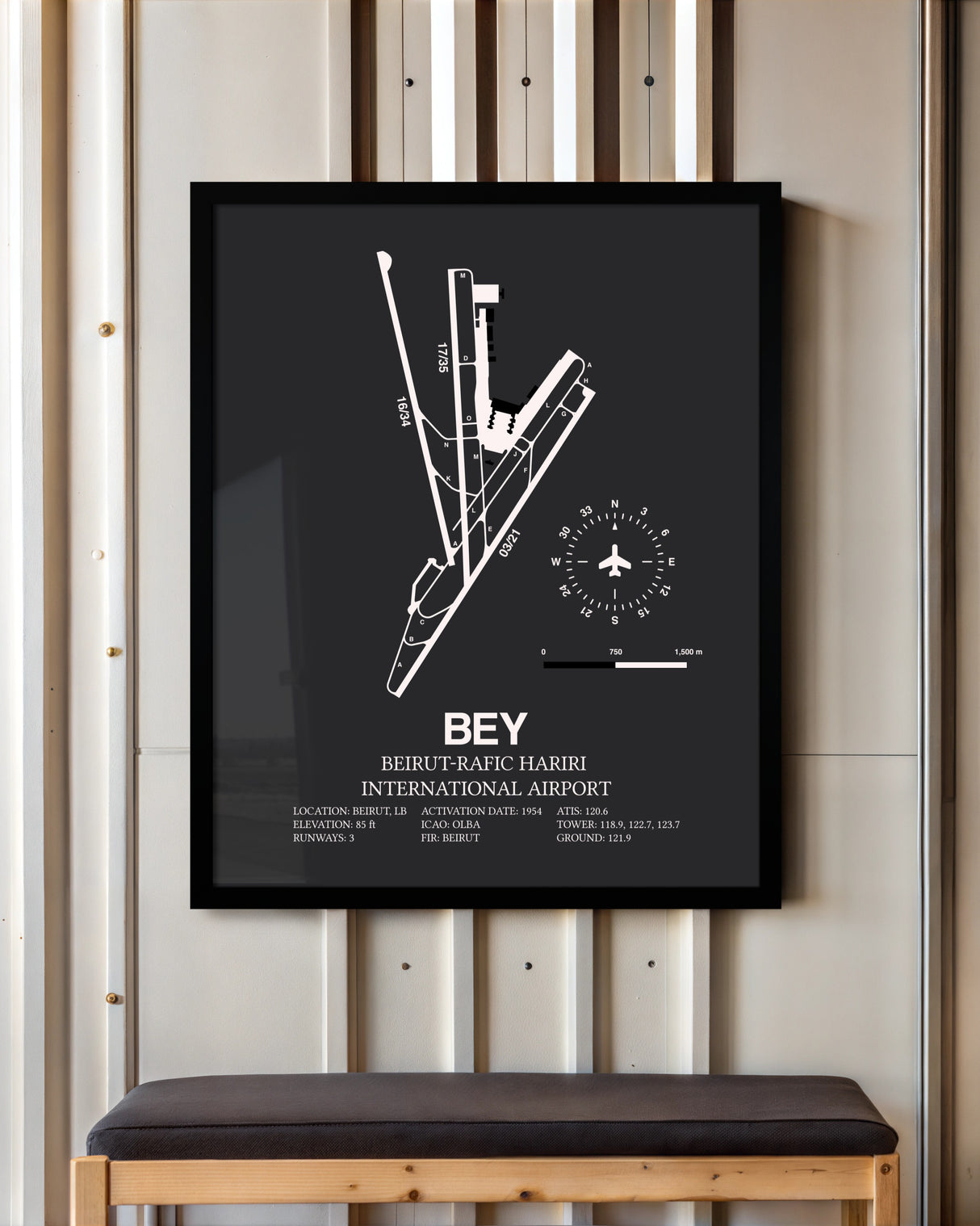 Frame color options for Beirut-Rafic Hariri International Airport Wall Art