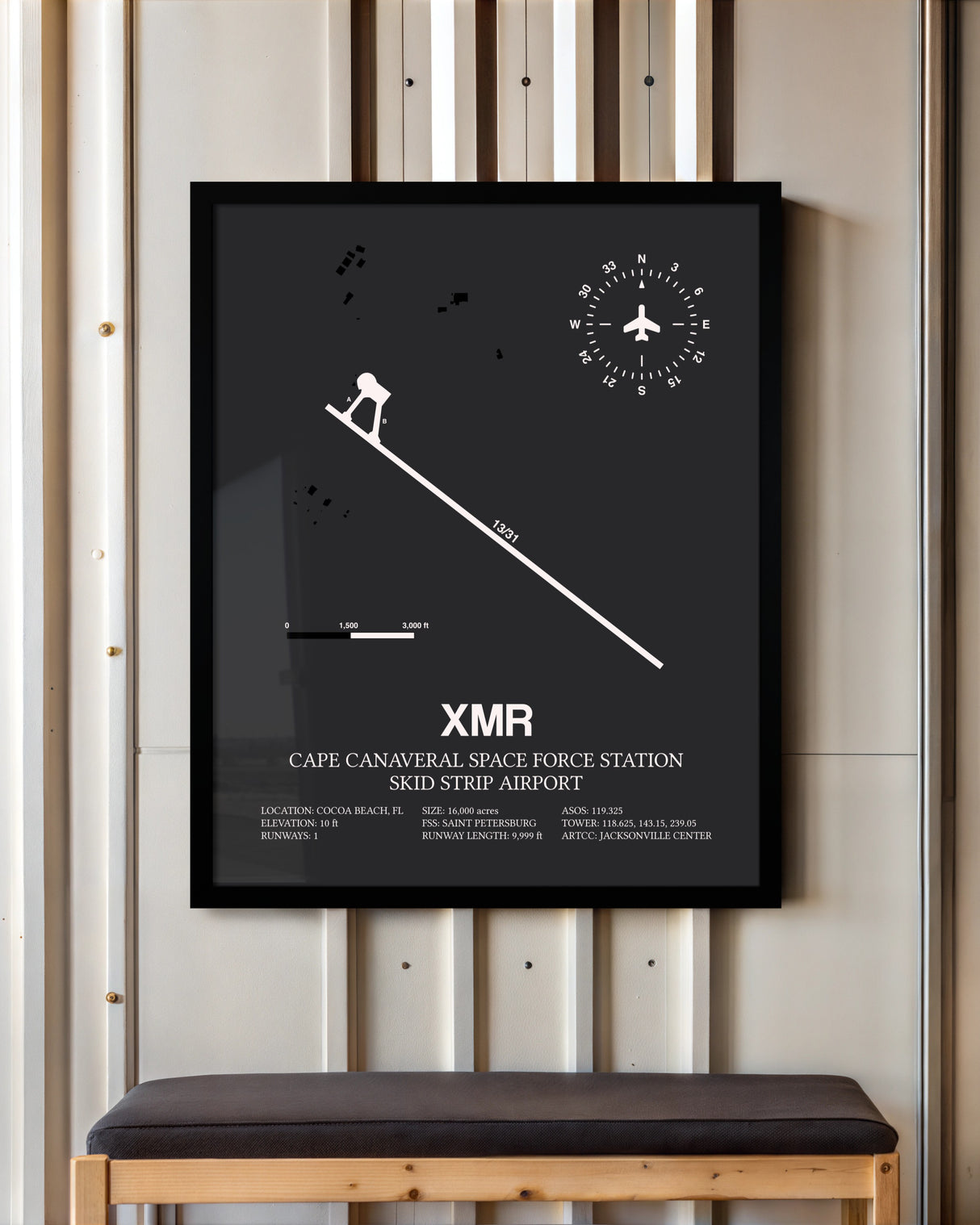 Frame color options for Cape Canaveral Space Force Station Skid Strip Airport Wall Art