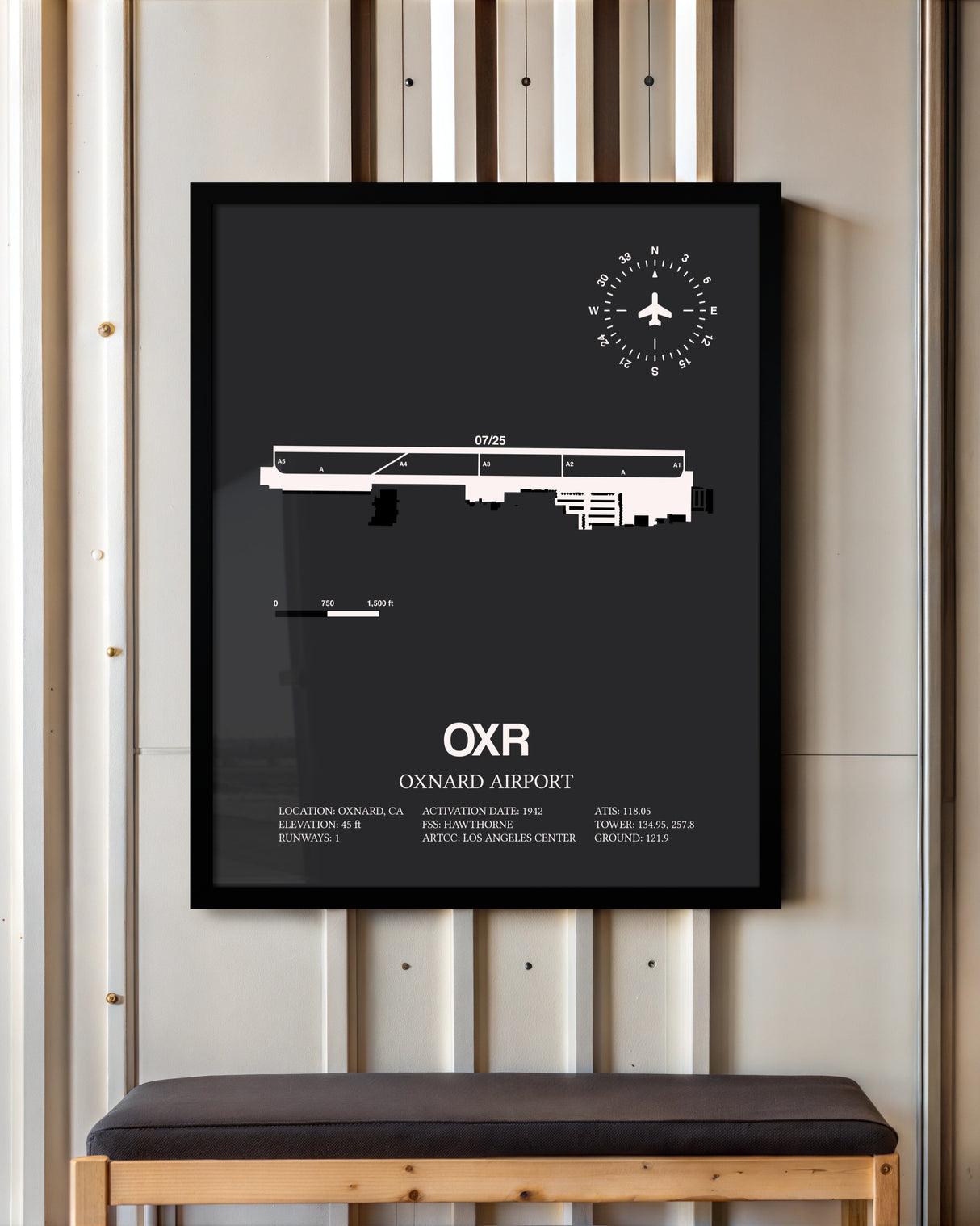 Frame color options for Oxnard Airport Wall Art