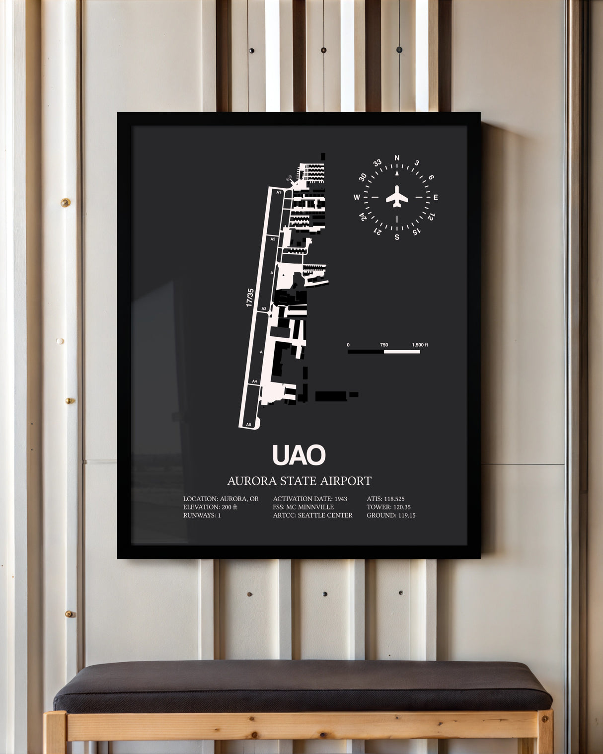 Frame color options for Aurora State Airport Wall Art