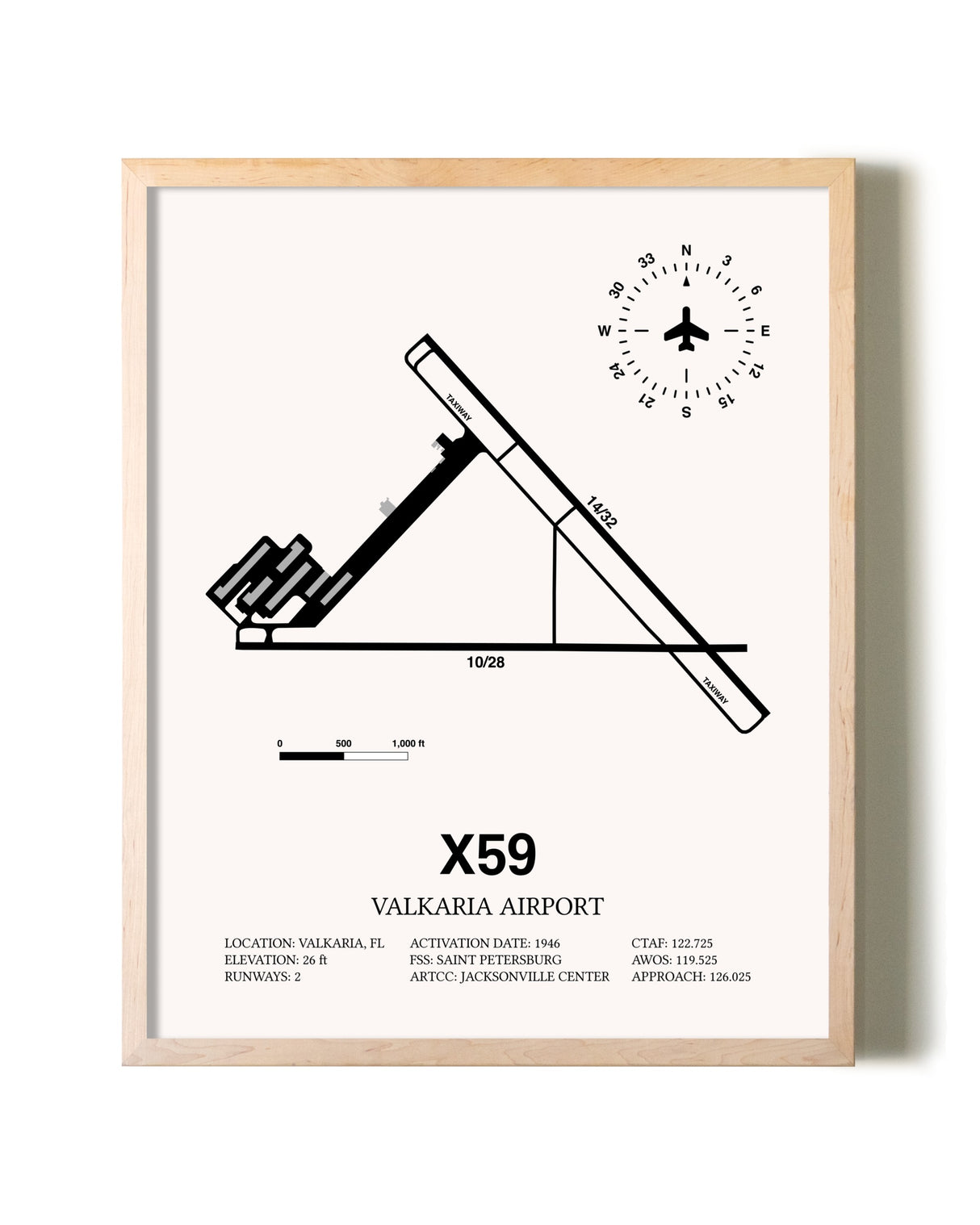 Valkaria Airport framed wall art in white frame
