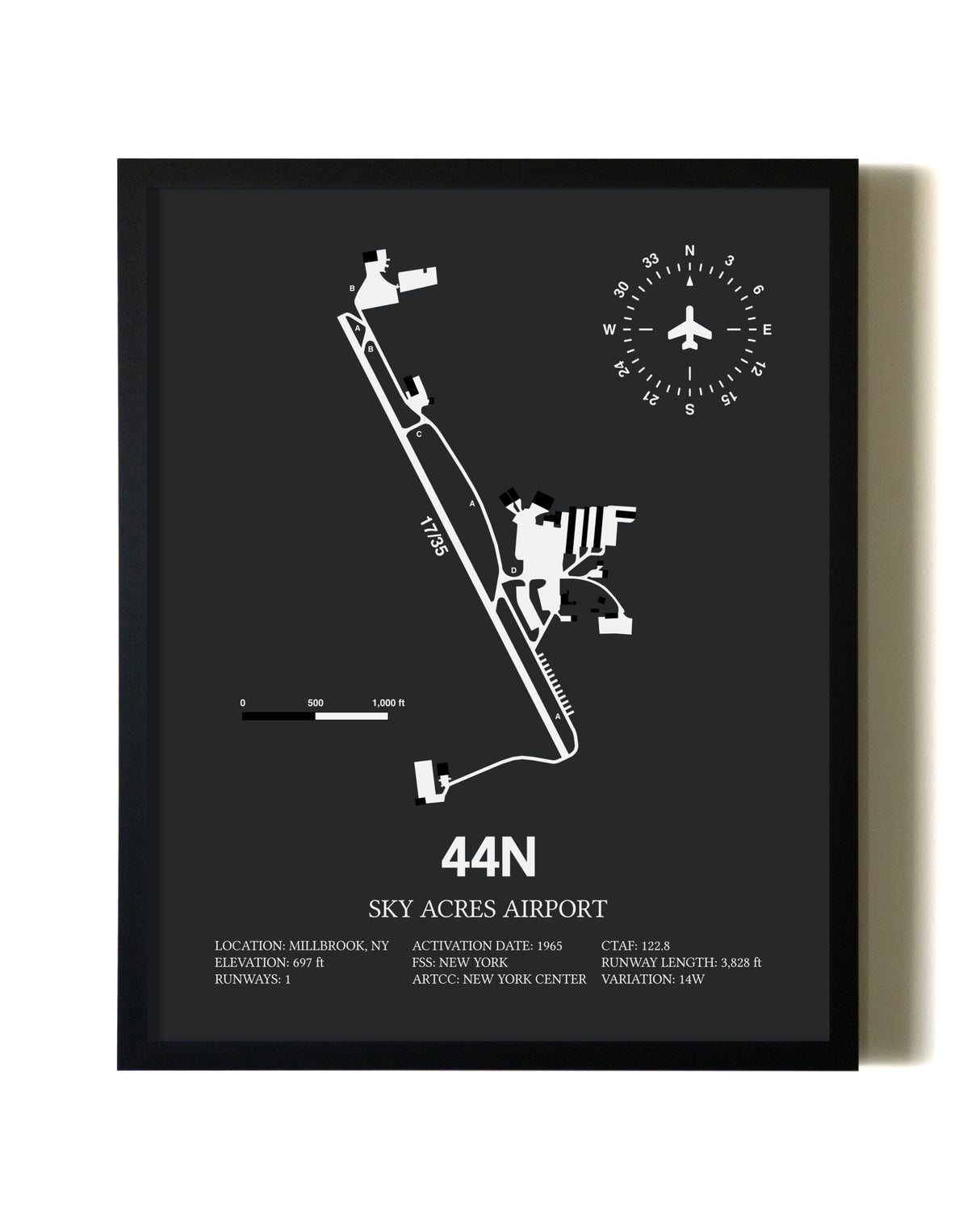 Unframed Sky Acres Airport map print poster