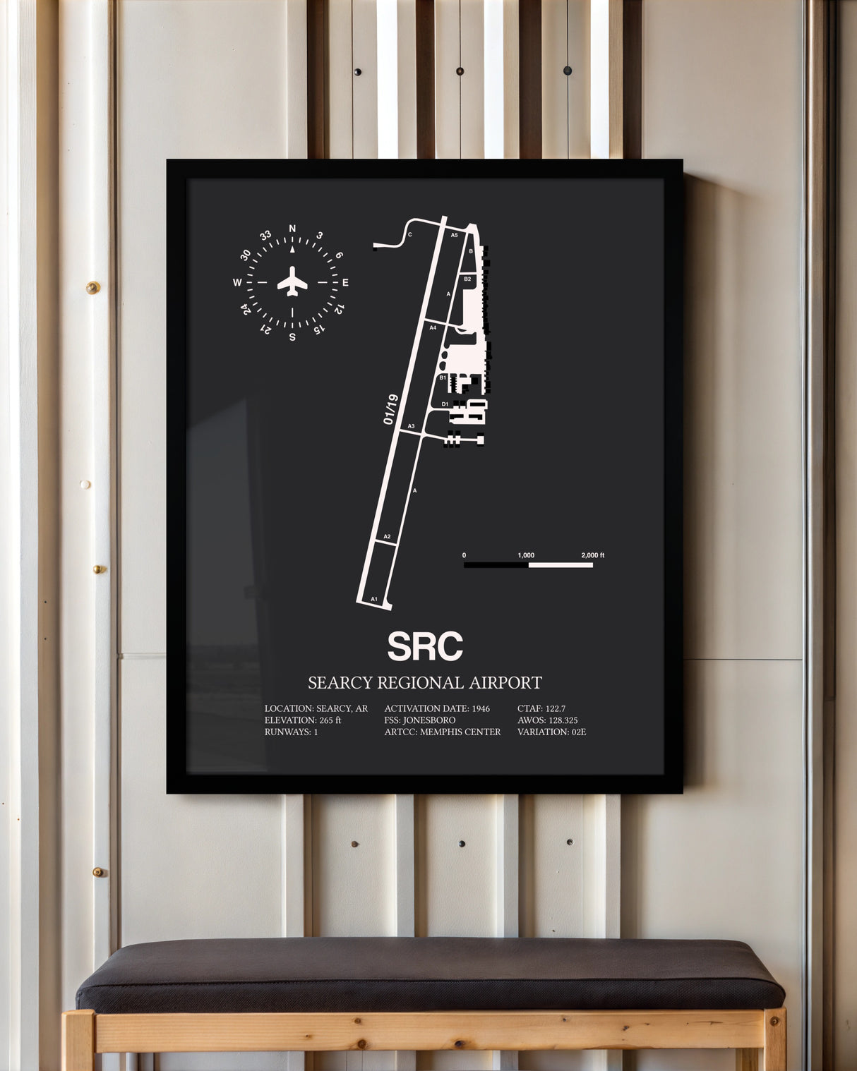 Frame color options for Searcy Regional Airport Wall Art