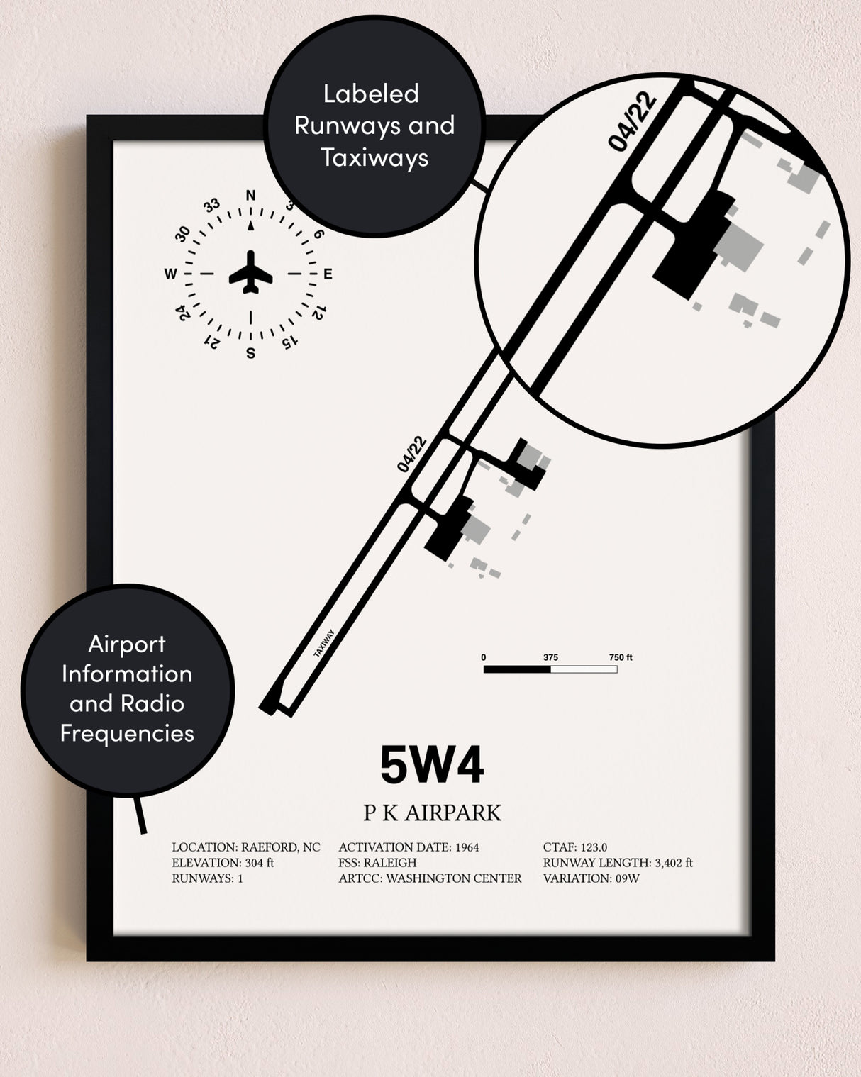 Framed P K Airpark layout wall art poster