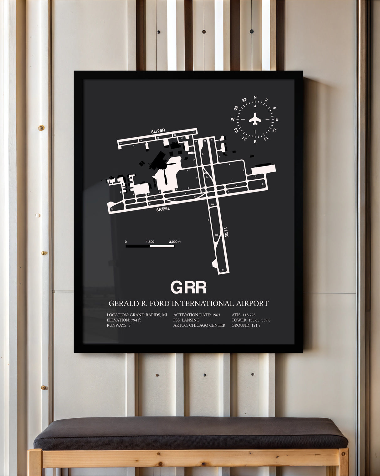 Frame color options for Gerald R. Ford International Airport Wall Art