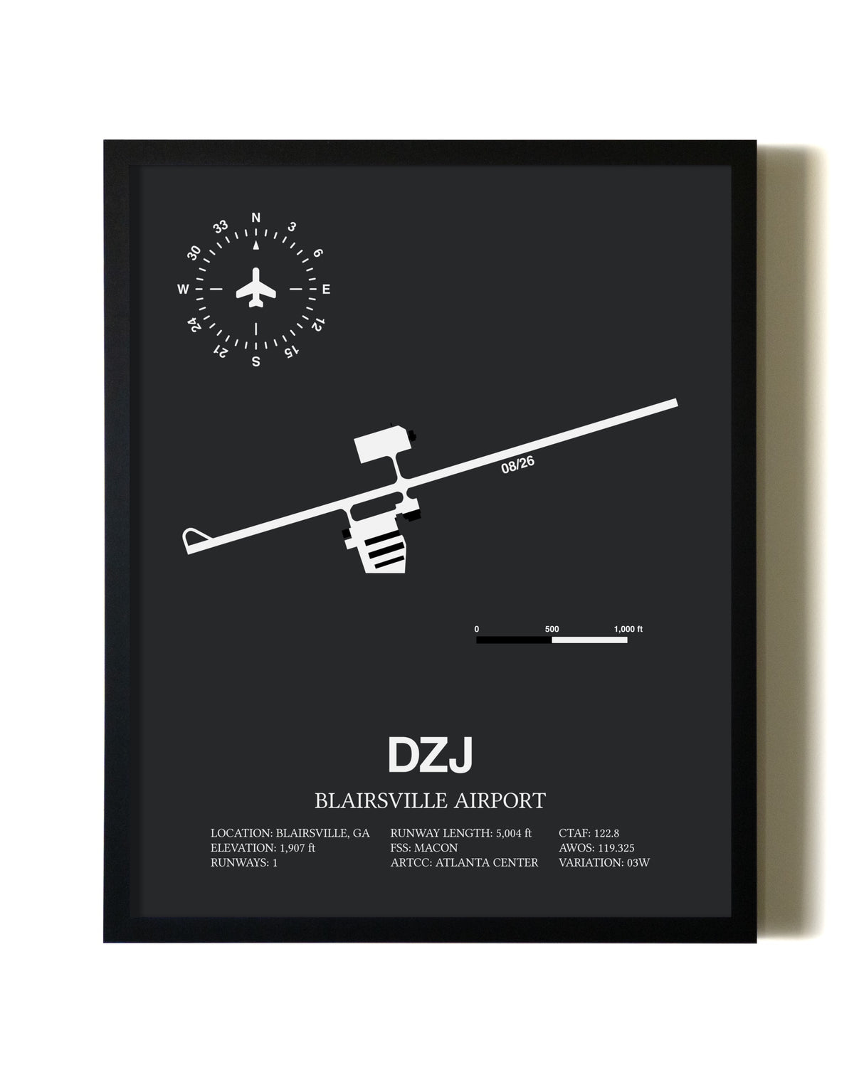 Unframed Blairsville Airport map print poster