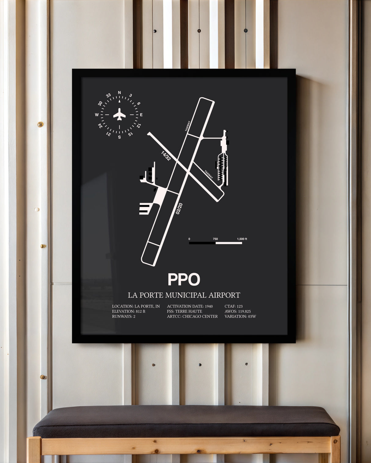 Frame color options for La Porte Municipal Airport Wall Art