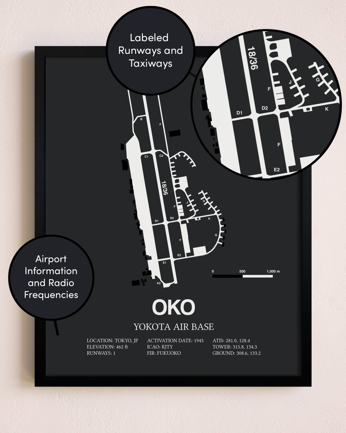 Yokota Air Base poster size comparison chart