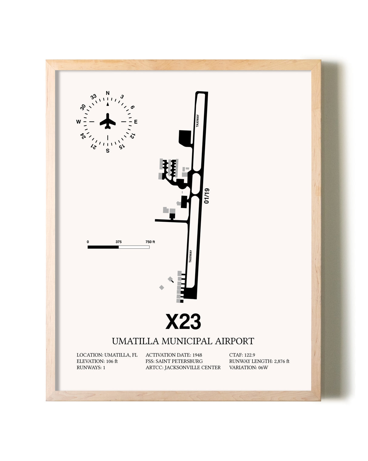 Umatilla Municipal Airport framed wall art in white frame