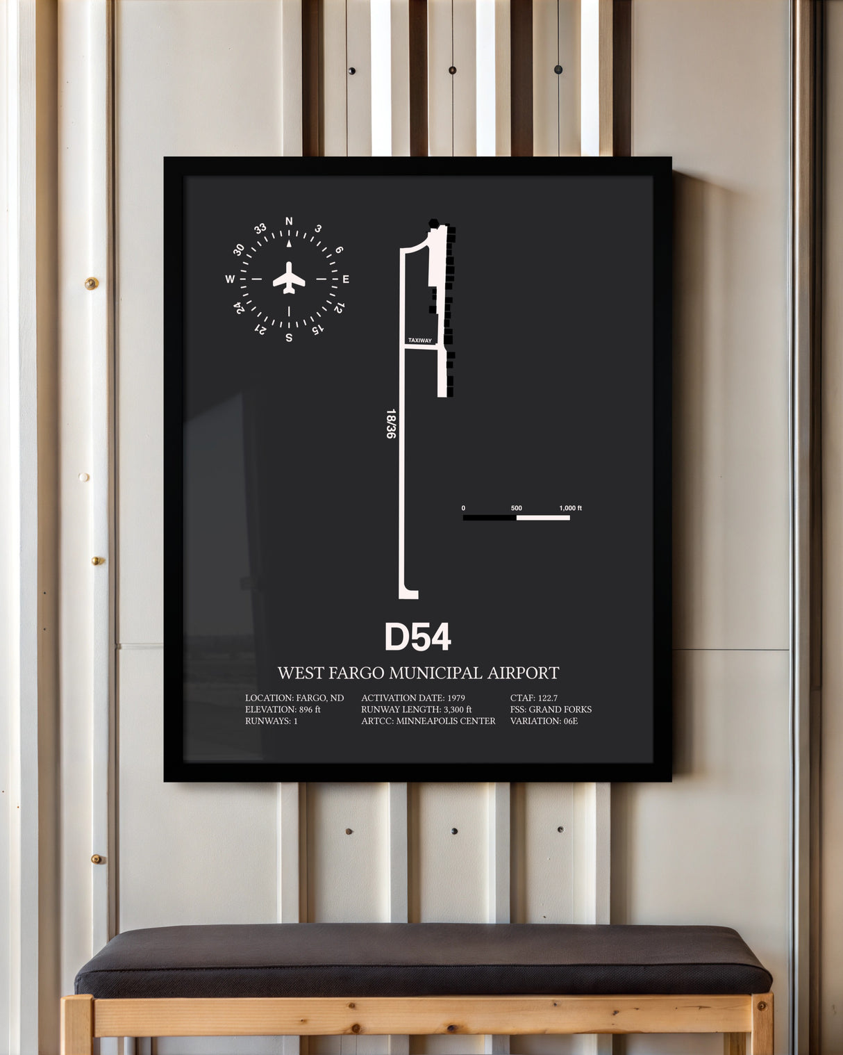 Frame color options for West Fargo Municipal Airport Wall Art