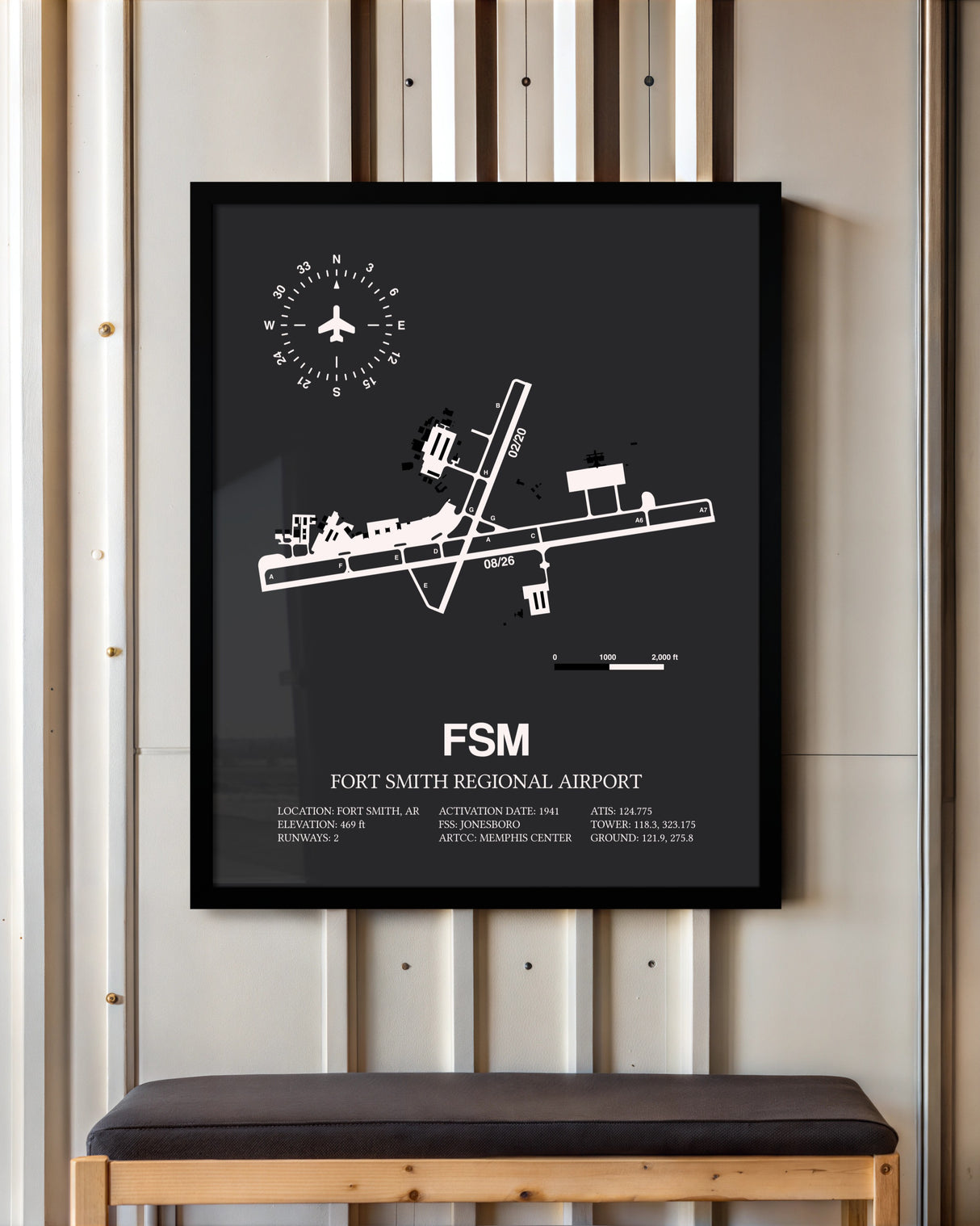 Frame color options for Fort Smith Regional Airport Wall Art
