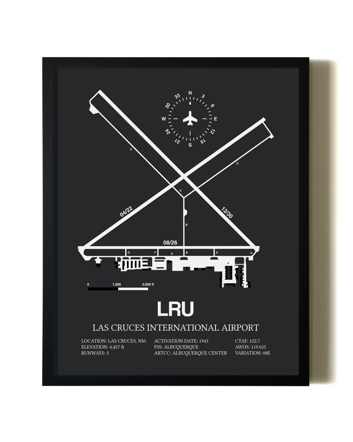 Unframed Las Cruces International Airport map print poster