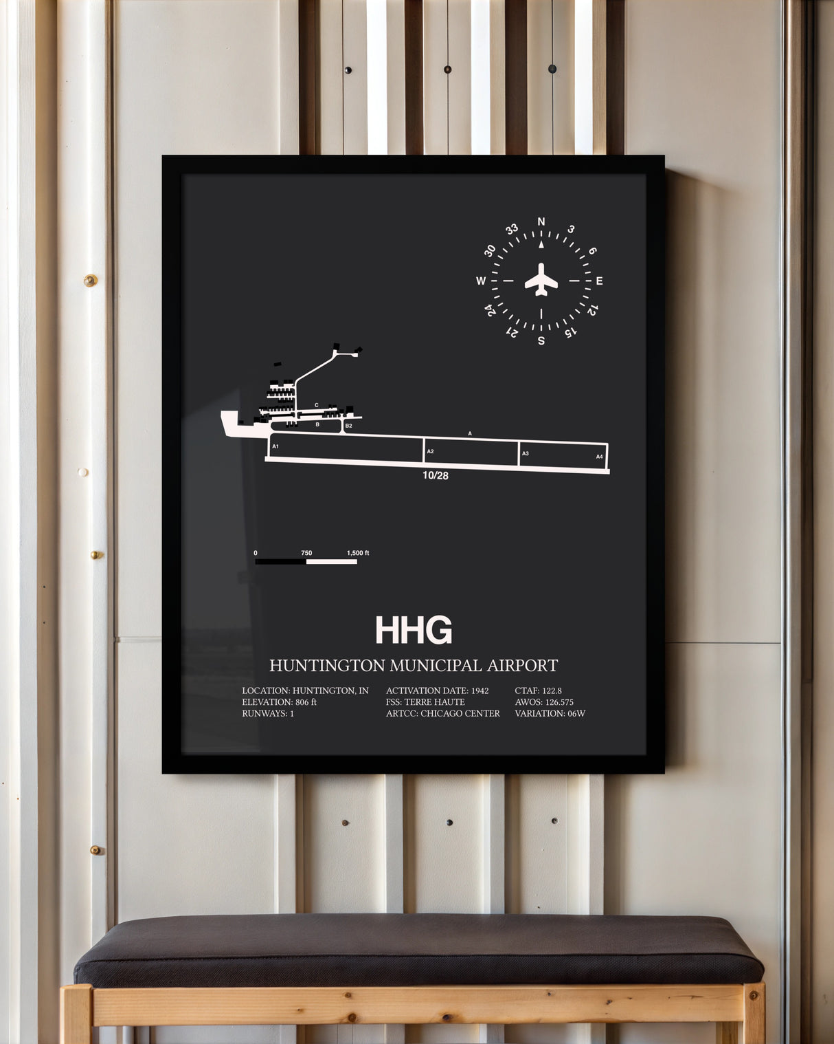 Frame color options for Huntington Municipal Airport Wall Art