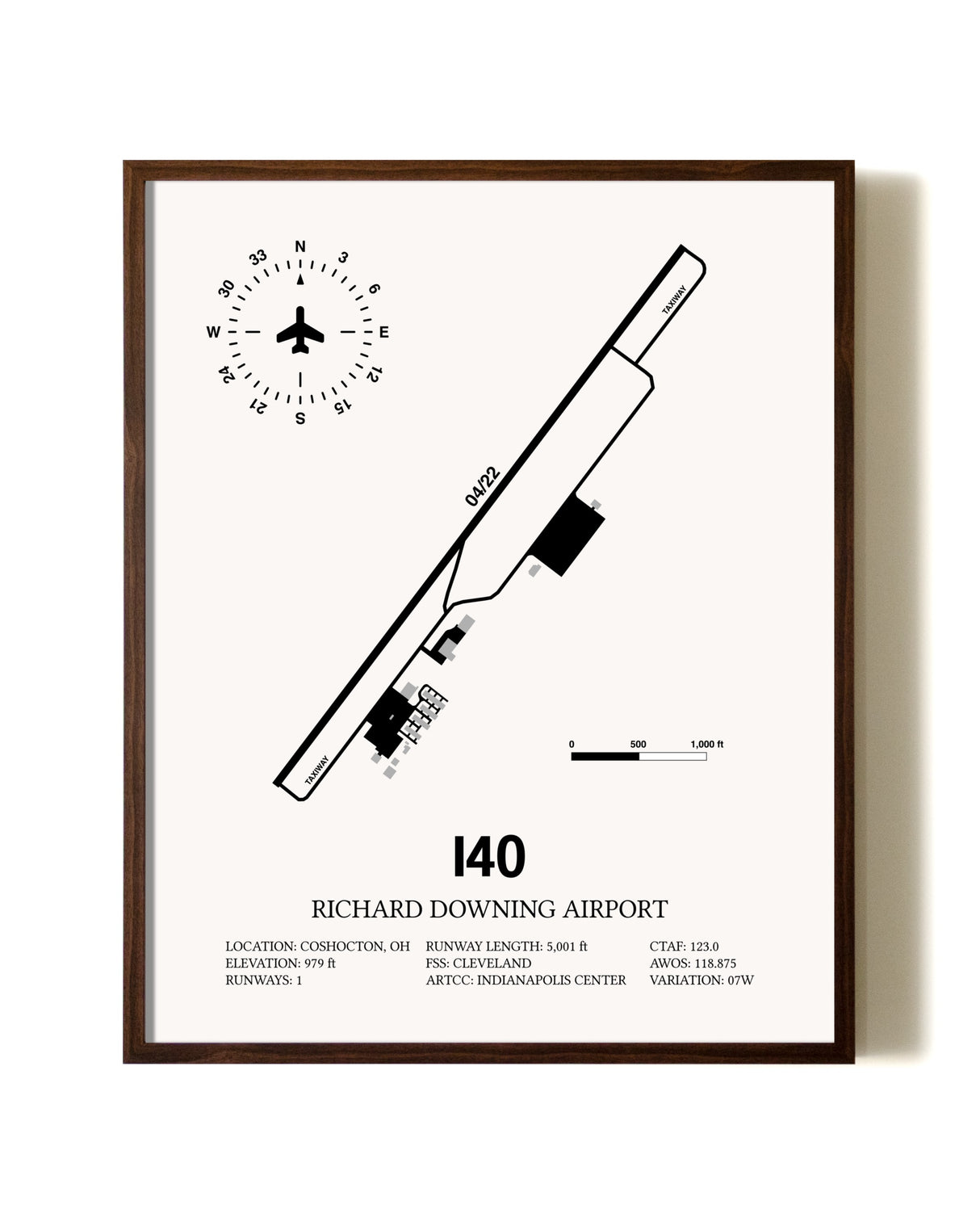 Richard Downing Airport aviation print in walnut frame