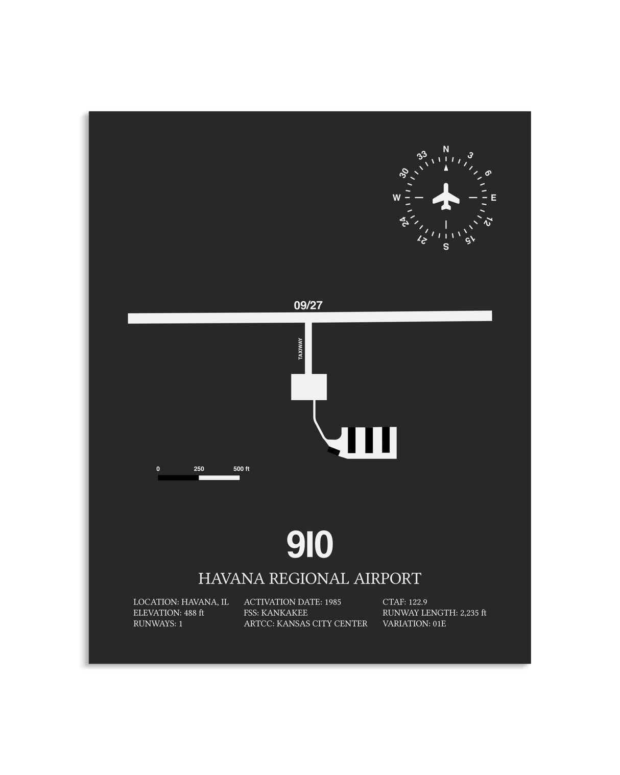 Gray Framed Havana Regional Airport layout wall art poster