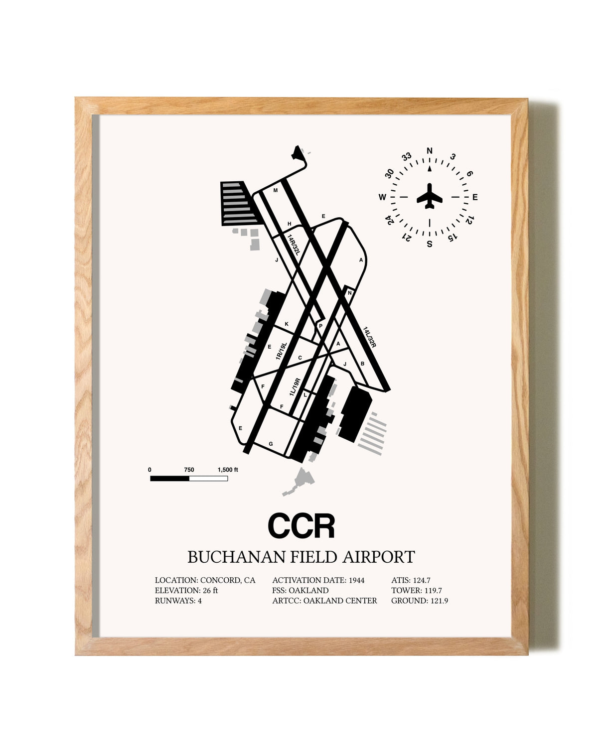 Buchanan Field framed print in natural wood frame