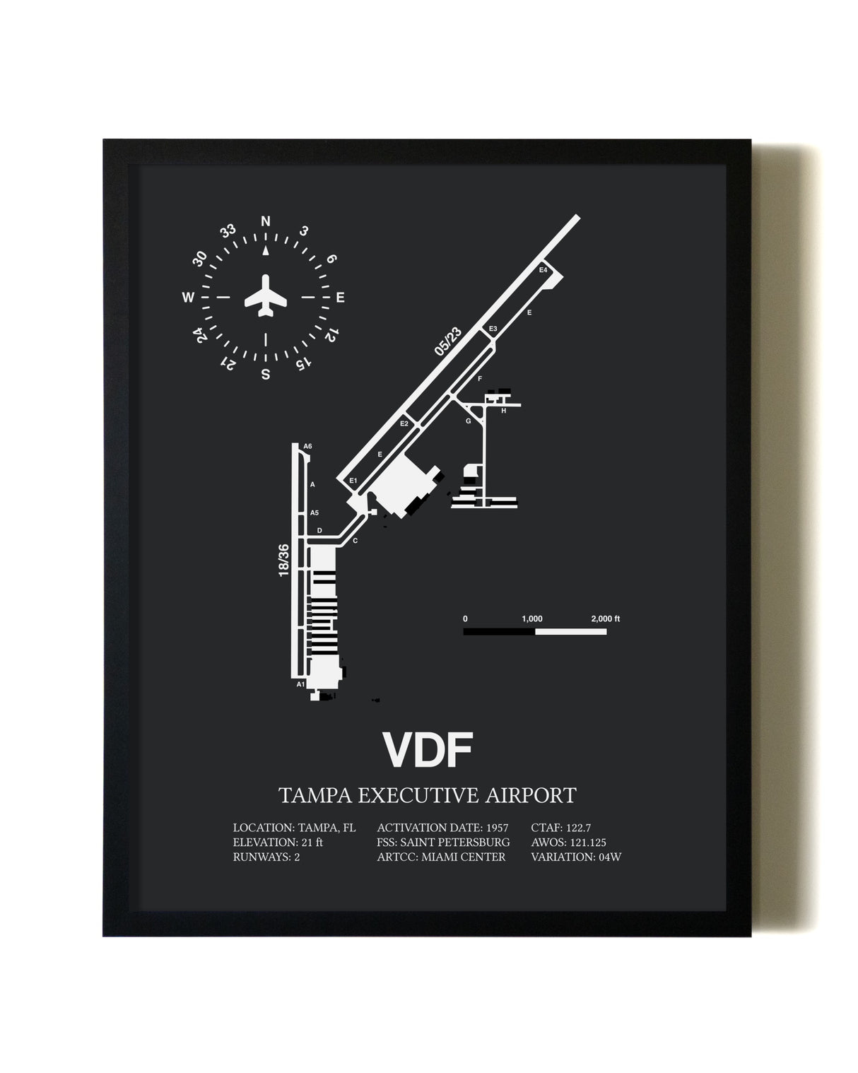 Unframed Tampa Executive Airport map print poster