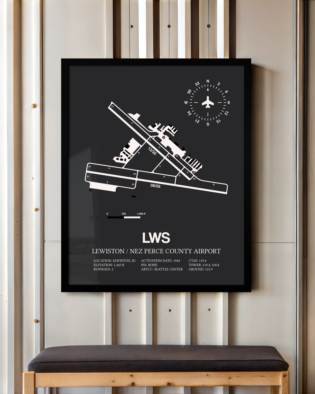 Frame color options for Lewiston / Nez Perce County Airport Wall Art
