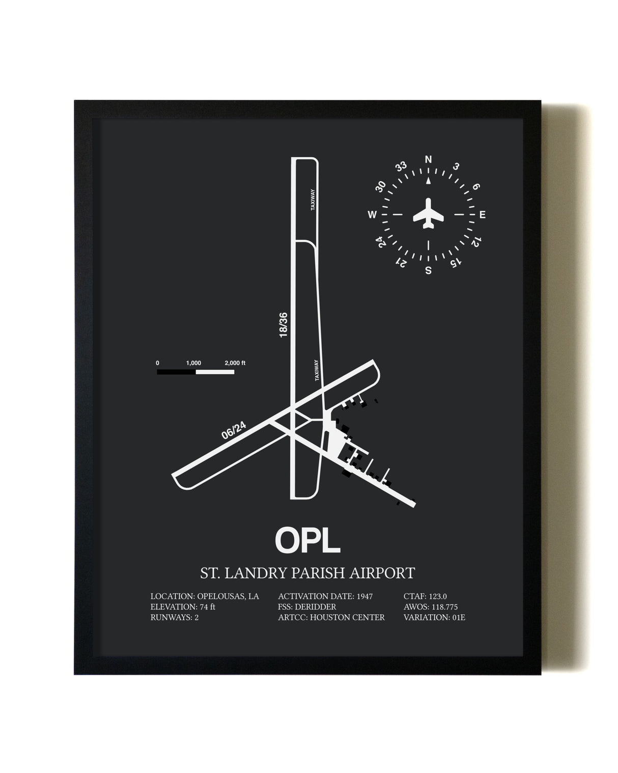 Unframed St. Landry Parish Airport map print poster