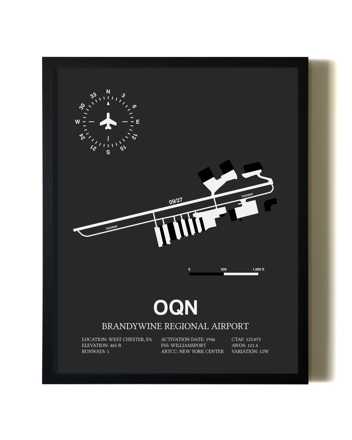 Unframed Brandywine Regional Airport map print poster