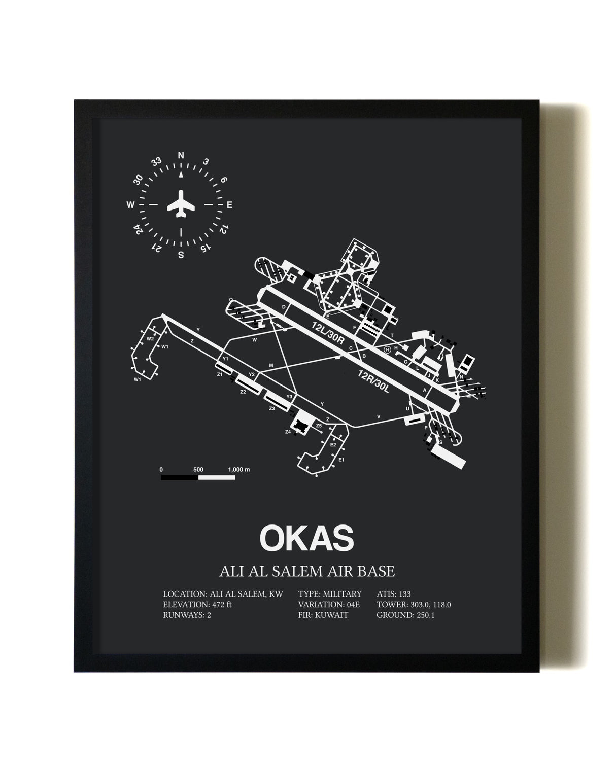 Unframed Ali Al Salem Air Base map print poster