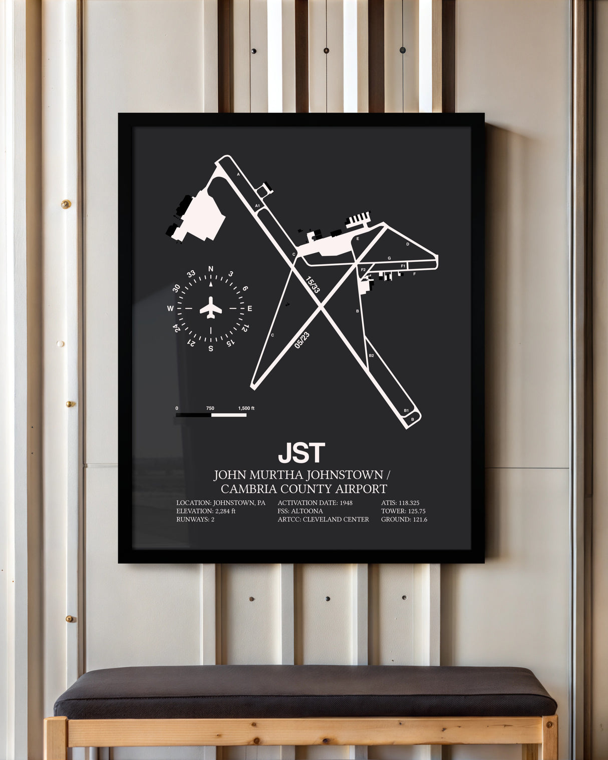 Frame color options for John Murtha Johnstown / Cambria County Airport Wall Art