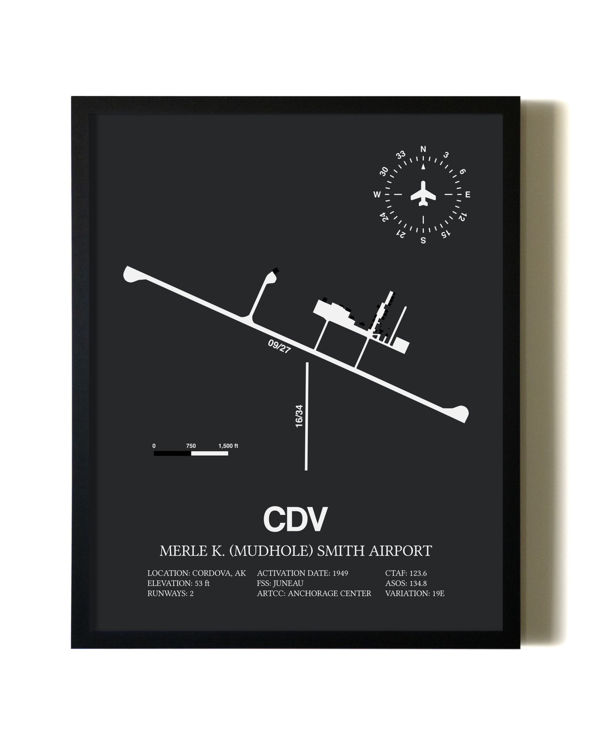 Unframed Merle K. (Mudhole) Smith Airport map print poster