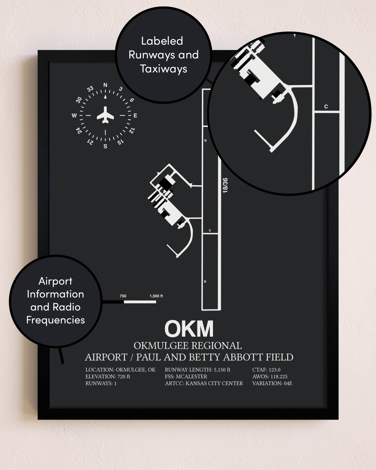 Okmulgee Regional Airport / Paul And Betty Abbott Field poster size comparison chart