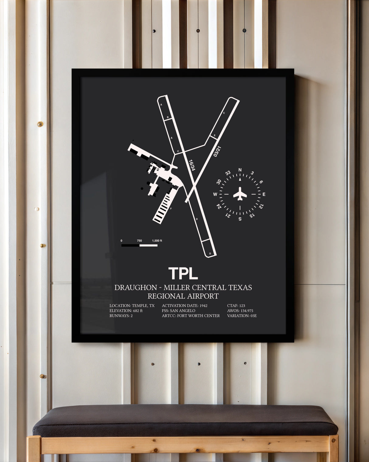 Frame color options for Draughon-Miller Central Texas Regional Airport Wall Art