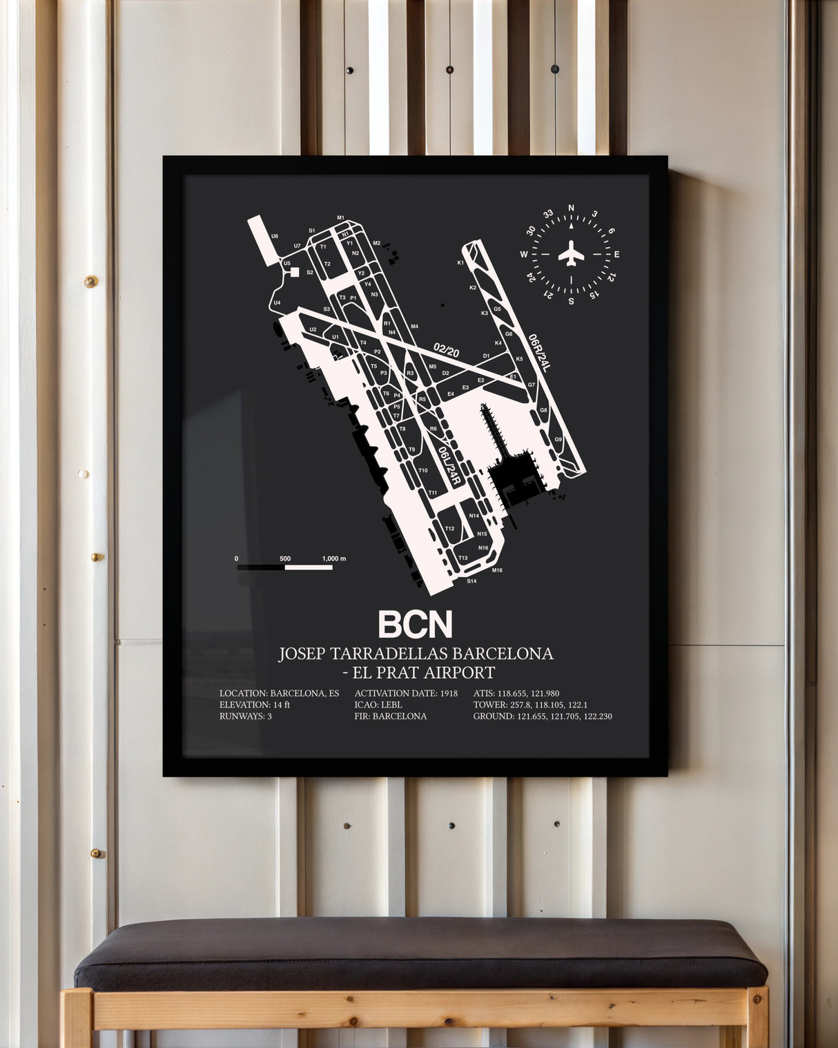 Frame color options for Josep Tarradellas Barcelona-El Prat Airport Wall Art
