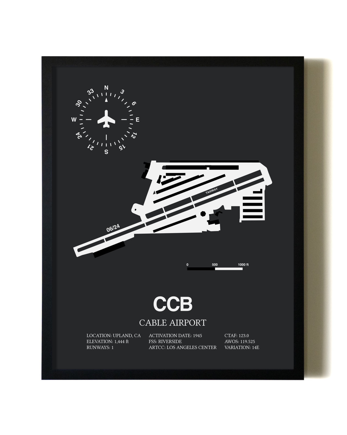 Unframed Cable Airport map print poster